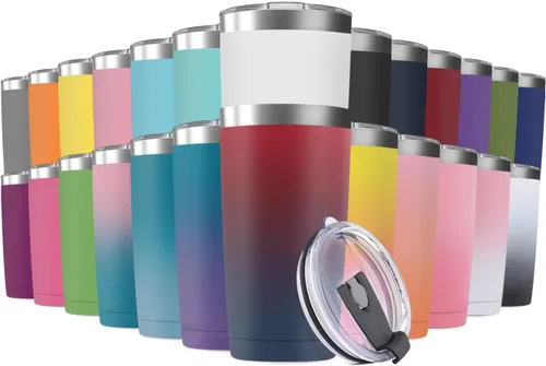 Miniatura 24 de Vaso de viaje de 20 oz, aislado al vacío, con tapa, de acero inoxidable, doble pared; taza térmica de café para el hogar, la oficina, al aire libre