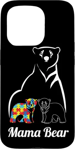 Miniatura 14 de Funda para iPhone 14 Pro Max para concientización sobre el autismo, mamá oso, mamá y niño