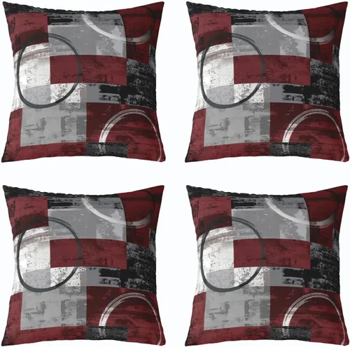 Miniatura 20 de Erosebridal Paquete de 4 fundas de almohada con diseño de círculos circulares y retro, color verde azulado degradado, fundas de cojín redondas Multi