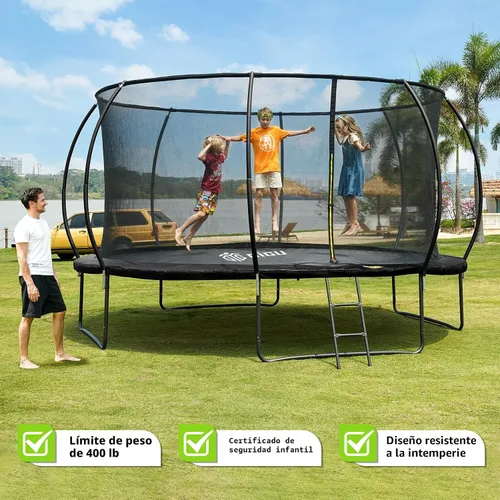 Miniatura 2 de Gigu 10FT 12FT 14FT 15FT 16FT Recreational Trampolines with Enclosure Net and Ladder and Anti-Rust Coating, ASTM Approved Trampoline Outdoor for