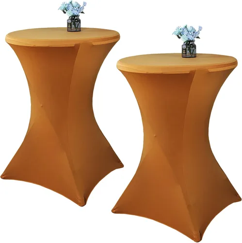 Miniatura 8 de Paquete de 2 manteles de cóctel de elastano de 24 x 43 pulgadas, redondos, ajustables, para bodas, banquetes, eventos, fiestas