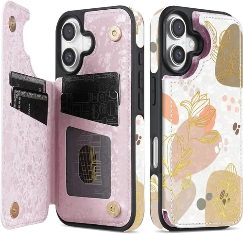 Miniatura 25 de NNH Funda tipo cartera compatible con iPhone Xs Max con bloqueo RFID, ranuras para tarjetas, folio de piel sintética, función atril, doble cierre