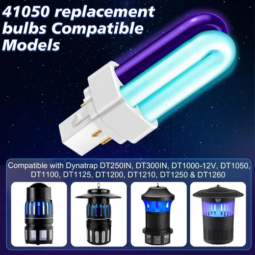 Miniatura 3 de Qualirey Paquete de 2 bombillas de repuesto 41050 de 7 W, bombillas mejoradas de 2 colores compatibles con Dynatrap DT1050 DT1100 DT1250, bombilla