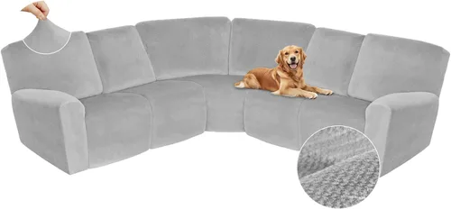Arfntevss Fundas para sofá reclinable seccional, funda de terciopelo para sofá seccional para sofá reclinable, elástica, suave en forma de L, funda