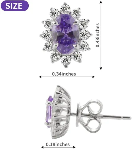 Miniatura 3 de Plata de ley 925 con zafiro creado de 1.5 quilates rubí, amatista, esmeralda, aguamarina, peridoto de turmalina, piedra natal, aretes