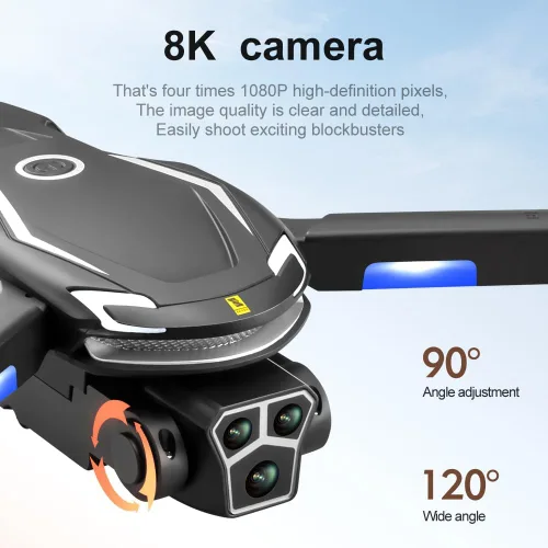 Miniatura 6 de Remote Control Aerial Drone with 3-Camera 8K HD Brushless Power Intelligent Avoidance Obstacle Trajectory Flight, Optical Flow Hover, Gesture