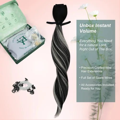 Miniatura 139 de Easyouth Extensión de cabello humano rubio con cola de caballo, extensiones de cabello humano rubio dorado con reflejos rubios, extensiones