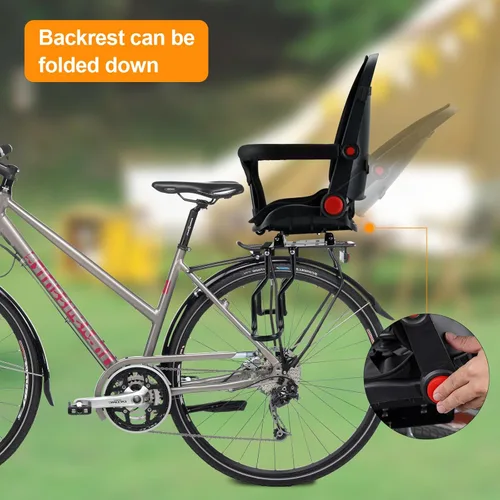 Miniatura 4 de Asiento de bicicleta para niños trasero negro 2026, asientos de bicicleta para niños montados en la parte trasera, asiento infantil de montaje