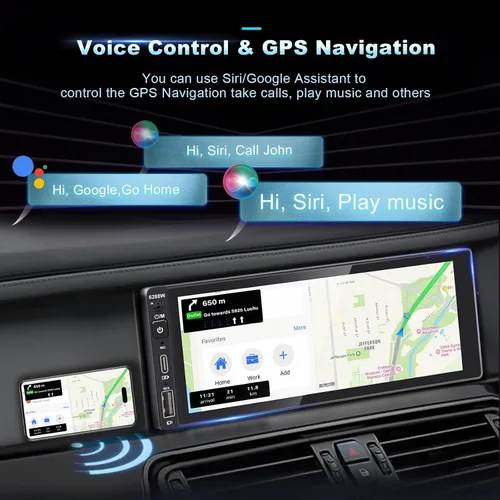 Miniatura 4 de Estéreo inalámbrico de un solo DIN para automóvil con Apple Carplay, pantalla táctil IPS Radio de coche con Bluetooth, cámara de respaldo, radio