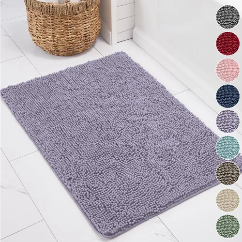 Miniatura 20 de KANGAROO Alfombras de baño, alfombra de baño de chenilla suave y absorbente, tapete de ducha lanudo, alfombra de baño de secado rápido lavable a