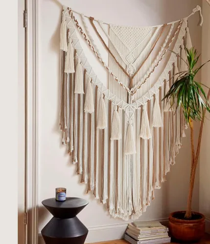 Miniatura 2 de Jakalin Decoración grande de macramé para colgar en la pared, paneles bohemios, hechos a mano, arte de pared para sala de estar, dormitorio