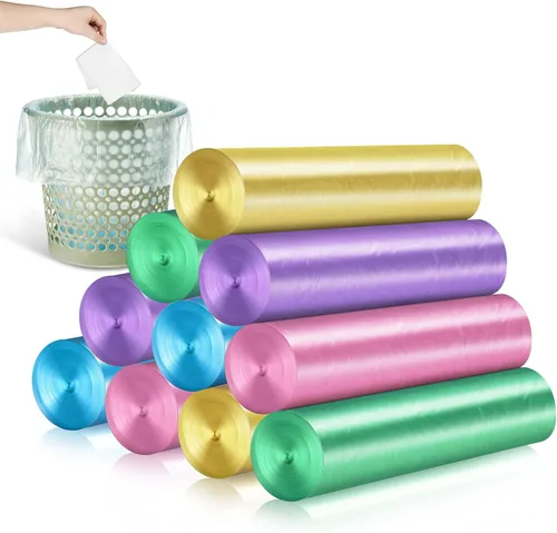 200 bolsas de basura pequeñas de 1.5 galones, sin perfume, fuertes, mini bolsas de basura coloridas para cocina, baño, oficina, hogar, dormitorio,