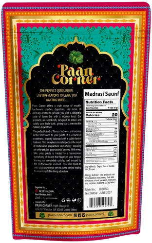 Miniatura 2 de Paan Corner Madrasi Saunf, ambientador bucal de semillas de hinojo con cuchara, 4.23 onzas