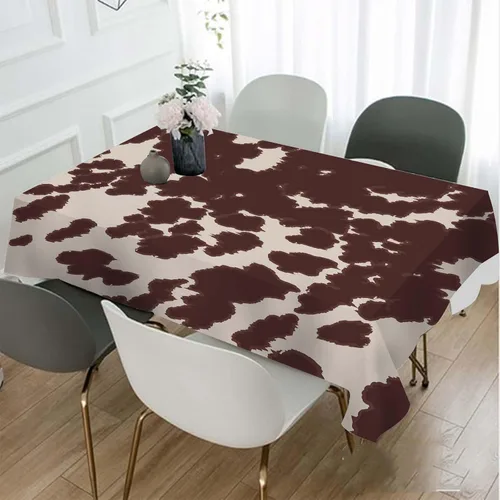 Miniatura 7 de TKS MITLAN Mantel rectangular de vaca o caballo, 52 x 70 pulgadas, con manchas marrones, piel de animal, estampado de caballo de vaca, mantel