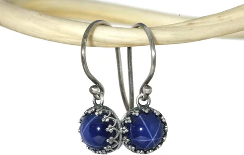Miniatura 2 de Pendientes colgantes de corona de zafiro azul creado