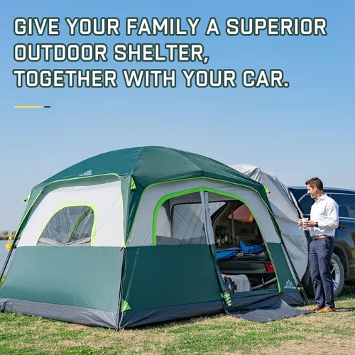 Miniatura 7 de JELUCAMP Tiendas de campaña SUV para acampar impermeables para 6 personas, tienda de campaña familiar para coche con accesorio para puerta trasera