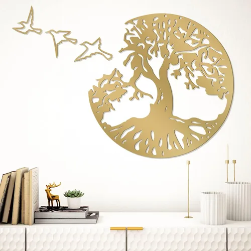 Miniatura 10 de Arte de pared de metal con árbol de la vida, escultura de pared de árbol genealógico, arte de pared moderno para sala de estar, jardín, oficina