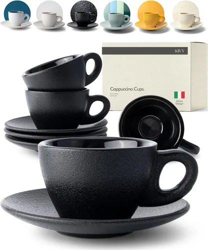 Miniatura 15 de KIVY Tazas de Gres para Espresso, Juego de 4 Piezas - Diseño Italiano, de Paredes Gruesas, 3 oz, Aptas para Microondas y Lavavajillas Verde