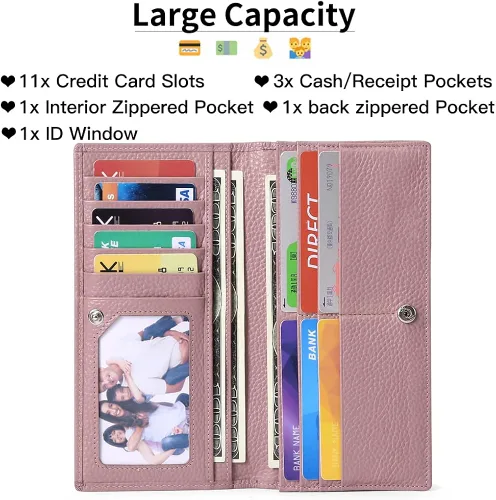 Miniatura 2 de GOIACII Carteras para mujer bloqueo RFID ultradelgadas cuero real tarjetero de crédito