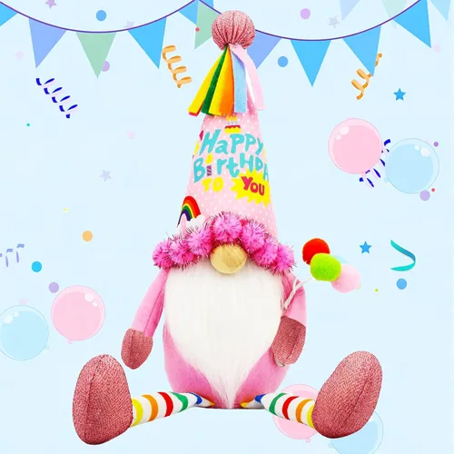 Miniatura 8 de Gnomos de feliz cumpleaños, gnomos de felpa sosteniendo un pastel para decoraciones de fiesta, gnomo hecho a mano para regalos de cumpleaños, Tomte