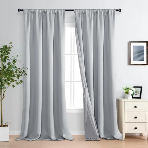 Miniatura 60 de XWZO Cortinas Opacas 100% Blancas - Cortinas de Bloqueo Total de Calor y Luz con Forro Negro para Dormitorio/Cuarto de Lavado, Paneles de Ventana