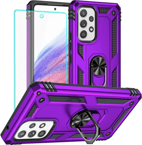 Miniatura 20 de Yiakeng Funda para Samsung A52, Galaxy A52 con protector de pantalla HD, fundas protectoras de grado militar con anillo para Samsung Galaxy A52 5G