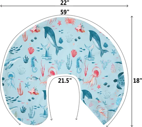 Miniatura 9 de Lindas fundas de almohada de lactancia de animales marinos para niño y niña, tortuga, ballena, medusa, caballo marino, funda de almohada para Azul