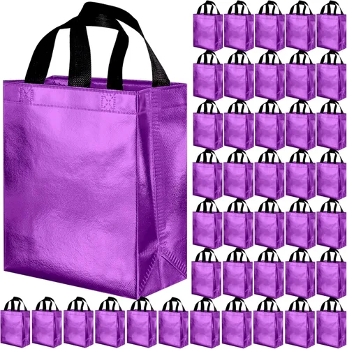 Miniatura 14 de BLEWINDZ 100 bolsas de regalo reutilizables medianas con asas - Ideales para obsequios de fiestas y bolsas de compras (10 colores)