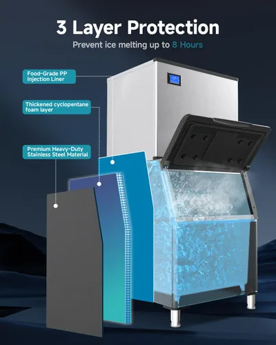 Miniatura 6 de EUHOMY Commercial Ice Maker Machine,1000lbs/24H,Industrial Ice Machine with 300lbs Storage Bin,Ice Ready in 10-15 Mins,SECOP