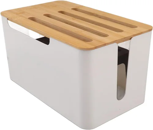 Caja de almacenamiento de enrutador, regleta de alimentación y organizador de cables, estante de enrutador de madera, cubierta de enrutador de