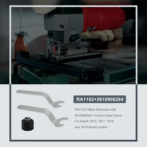 Miniatura 4 de Thaekuns RA1152 Llaves de desplazamiento para router BOSCH 2610906284 Portabrocas de 1/2 pulgada para enrutadores de las series 1613, 1617, 1618