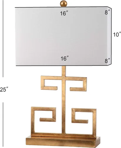 Miniatura 3 de SAFAVIEH Lighting Collection - Juego de 2 lámparas de mesa modernas con llave griega dorada de 24 pulgadas, pantalla rectangular blanca, bombillas