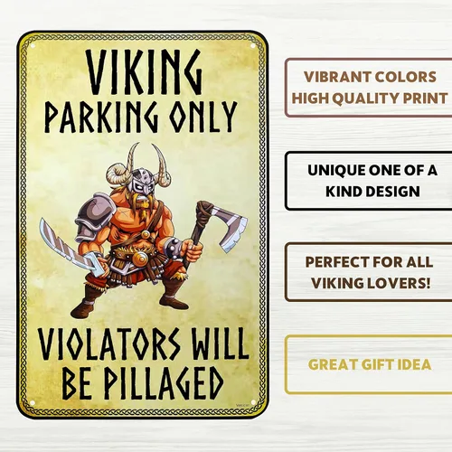 Miniatura 3 de Venicor Letrero vikingo – 9 x 14 pulgadas – Aluminio – Regalos vikingos para hombres – Decoración vikinga para accesorios para el hogar