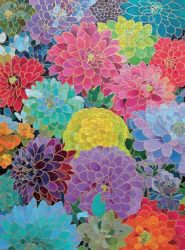 Miniatura 5 de Cross & Glory Sinfonía dorada de la dalia - Rompecabezas de 1000 piezas para adultos Rompecabezas de arte de mosaico floral vibrante Obra