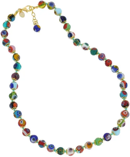 Glass Of Venice Collar de cristal de Murano de longitud más corta de 17 pulgadas, cuentas de mosaico multicolor italiano Millefiori, vidrio soplado