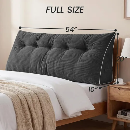 Miniatura 6 de Sasttie - Almohada de cabecero completa, almohada de cuña para cabecero para sentarse en la cama, cojín triangular de apoyo para la espalda