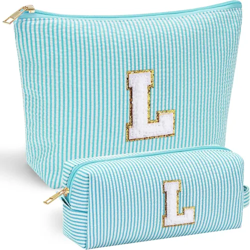 Miniatura 58 de YOOLIFE Regalos del Día de la Madre para mujeres, bolsa de maquillaje con inicial, bolsa de cosméticos, bolsa de maquillaje de viaje, regalos Rosado