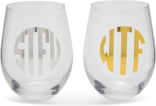 Miniatura 5 de BigMouth WTF & STFU Monogram Copas de vino