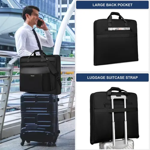 Miniatura 6 de Bolsa de ropa de viaje para hombres, bolsa grande de 40 pulgadas, bolsa de ropa de transporte para hasta 3 trajes para viajes de negocios, maleta