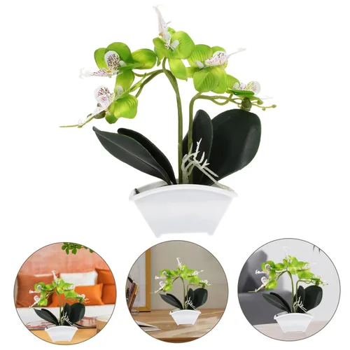 Miniatura 5 de Flor de seda falsa decorativa de Phalaenopsis para decoración de plantas de mesa, orquídea de seda artificial, mini orquídea para eventos