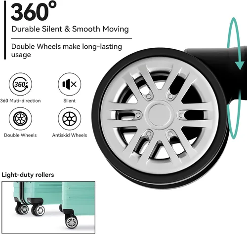 Miniatura 4 de 202428inch Equipaje Sets Durable Maleta Sets con Doble Spinner Ruedas TSA Lock, verde (C-Mint Green)