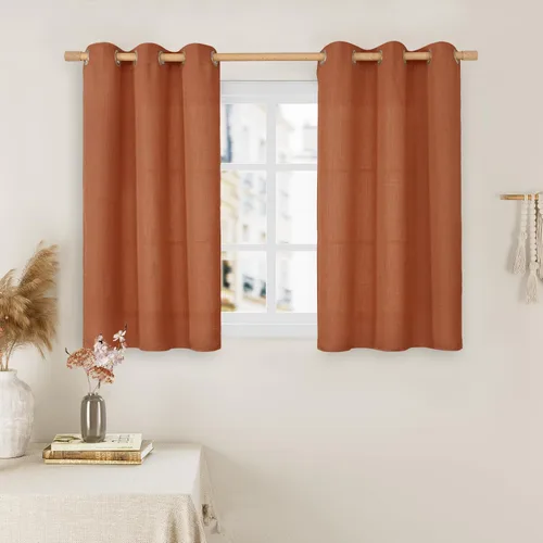 Miniatura 36 de LAMIT Cortinas de lino sintético para dormitorio, paneles filtrantes de luz, cortinas de lino con protección de privacidad con ojales para ventanas