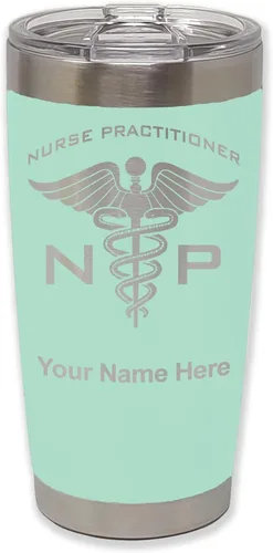 Miniatura 26 de LaserGram NP Nurse Practioner - Vaso aislado al vacío de 20 onzas, grabado personalizado incluido (negro)