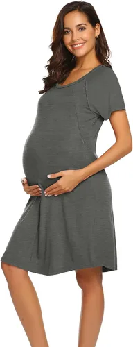 Miniatura 2 de Ekouaer - Vestido 3 en 1 para maternidad, trabajo de parto y lactancia prenda para hospital, para dormir y amamantar.