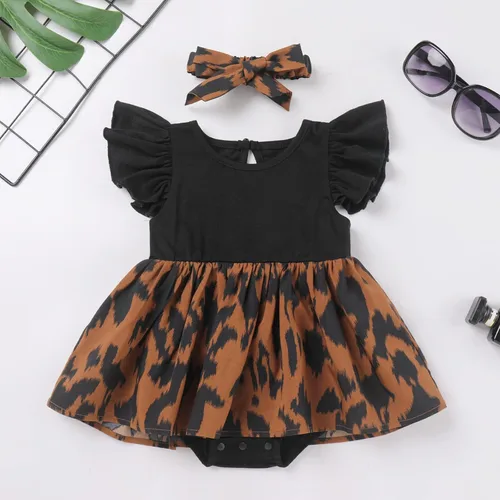 Miniatura 4 de AWIBMK Mommy and Me - Vestidos a juego con volantes de leopardo, sin mangas, para verano, playa, mamá, hija, trajes a juego con diadema, 2