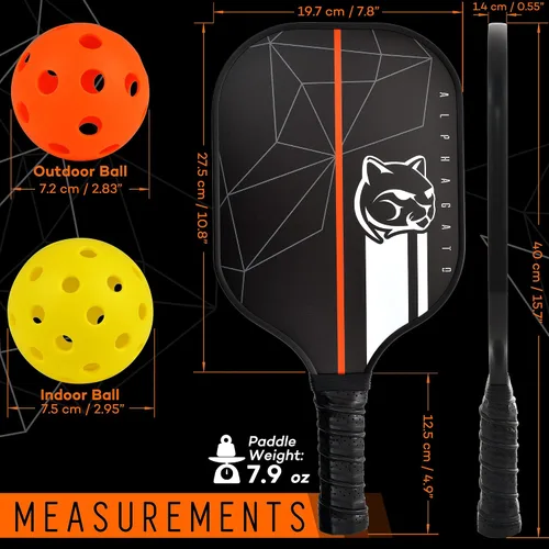 Miniatura 2 de Juego de 2 palas de pickleball de fibra de carbono con 2 paletas, funda de transporte, 4 bolas, juego de 2 paletas ligeras con 4 bolas, 1 bolsa