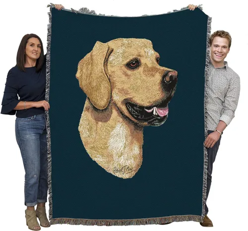 Miniatura 14 de Pure Country Weavers Golden Retriever - Manta tejida personalizada azul BG por Robert May - Manta de tapiz de algodón, fabricada en los Estados