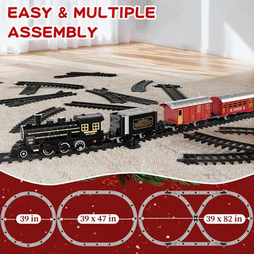 Miniatura 6 de NIPLOOOW Juego de tren para niños de 4 a 8 años, juguete de tren eléctrico con sonido realista, luces y humo para debajo del árbol de Navidad