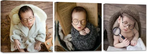 Miniatura 23 de ZXHYWYM Impresiones personalizadas con tus fotos, imágenes personalizadas de 3 piezas para retratos familiares, mascotas, imágenes personalizadas 3