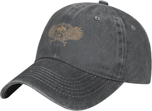 Cowboy Hat Trendy Hats for Man and Women Djustable Four Season Outdoor Baseball Cap of Hell Skull with Angel Deep Heather